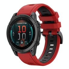 Per Garmin Fenix ​​E 47mm Sports Cinturino in silicone bicolore da 22mm (rosso+nero)