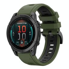 Per Garmin Fenix ​​E 47mm Sports cinturino in silicone bicolore da 22mm (verde militare+nero)