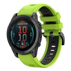 Per Garmin Fenix ​​E 47mm Sports Cinturino in silicone bicolore da 22mm (lime+nero)