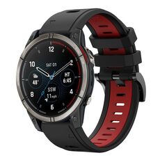 Per Garmin Quatix 7 Pro Sports cinturino in silicone bicolore da 22 mm (nero + rosso)