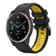 Per Garmin Quatix 7 Pro Sports cinturino in silicone bicolore da 22 mm (nero + giallo)