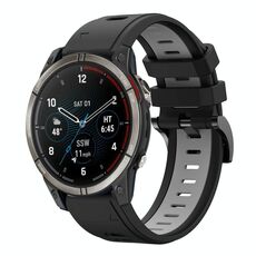 Per Garmin Quatix 7 Pro Sports cinturino in silicone bicolore da 22 mm (nero + grigio)