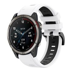 Per Garmin Quatix 7 Sports cinturino in silicone bicolore da 22 mm (bianco+retro)