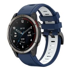 Per Garmin Quatix 7 Sports cinturino in silicone bicolore da 22 mm (blu notte + bianco)