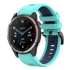 Per Garmin Quatix 7 Sports cinturino in silicone bicolore da 22 mm (verde menta + blu notte)