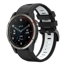 Per Garmin Quatix 7 Sports cinturino in silicone bicolore da 22 mm (nero+bianco)
