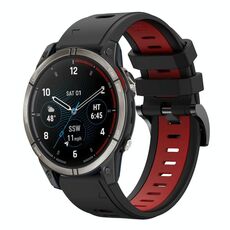 Per Garmin Quatix 7 Sports cinturino in silicone bicolore da 22 mm (nero + rosso)