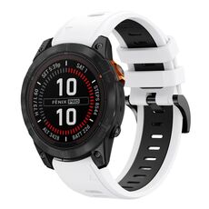 Per Garmin Fenix ​​7 Pro 47mm Sports Cinturino in silicone bicolore da 22mm (bianco+retro)