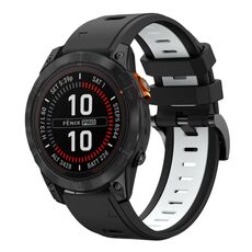 Per Garmin Fenix ​​7 Pro 47mm Sports Cinturino in silicone bicolore da 22mm (nero+bianco)