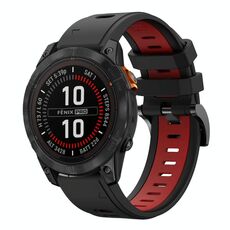 Per Garmin Fenix ​​7 Pro 47mm Sportivo Cinturino in silicone bicolore 22mm (nero+rosso)