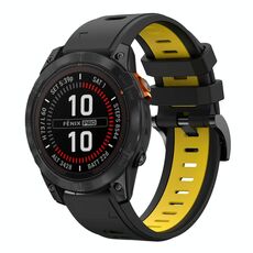 Per Garmin Fenix ​​7 Pro 47mm Sportivo Cinturino in silicone bicolore 22mm (nero+giallo)