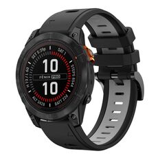 Per Garmin Fenix ​​7 Pro 47mm Sports Cinturino in silicone bicolore da 22mm (nero+grigio)
