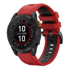 Per Garmin Fenix ​​7 Pro 47mm Sportivo Cinturino in silicone bicolore 22mm (rosso+nero)