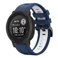 Per Garmin Instinct 2 Solar Sports cinturino in silicone bicolore da 22 mm (blu notte + bianco)