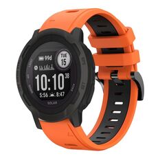 Per Garmin Instinct 2 Solar Sports cinturino in silicone bicolore da 22 mm (arancione + nero)
