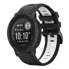 Per Garmin Instinct 2 Solar Sports cinturino in silicone bicolore da 22 mm (nero + bianco)