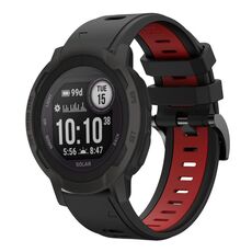 Per Garmin Instinct 2 Solar Sports cinturino in silicone bicolore da 22 mm (nero + rosso)