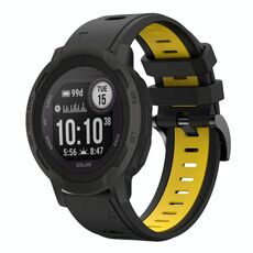 Per Garmin Instinct 2 Solar Sports cinturino in silicone bicolore da 22 mm (nero + giallo)