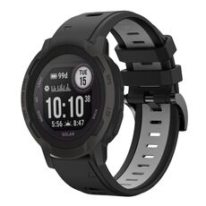Per Garmin Instinct 2 Solar Sports cinturino in silicone bicolore da 22 mm (nero + grigio)