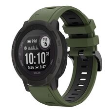 Per Garmin Instinct 2 Solar Sports cinturino in silicone bicolore da 22 mm (verde militare + nero)