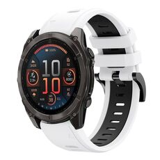 Per Garmin Fenix ​​8 AMOLED 51mm Sportivo Cinturino in silicone bicolore 26mm (bianco+retro)