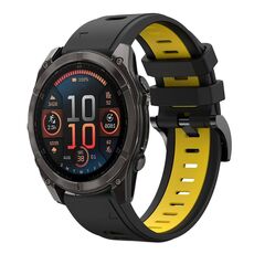 Per Garmin Fenix ​​8 AMOLED 51mm Sportivo Cinturino in silicone bicolore 26mm (nero+giallo)