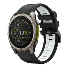 Per Garmin Fenix ​​8 MIP 51mm Sportivo Cinturino in silicone bicolore 26mm (nero+bianco)