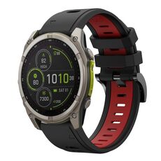 Per Garmin Fenix ​​8 MIP 51mm Sportivo Cinturino in silicone bicolore 26mm (nero+rosso)