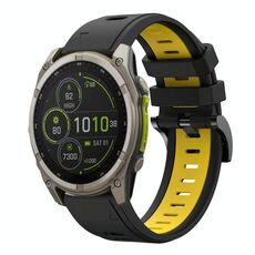 Per Garmin Fenix ​​8 MIP 51mm Sportivo Cinturino in silicone bicolore 26mm (nero+giallo)