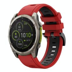 Per Garmin Fenix ​​8 MIP 51mm Sportivo Cinturino in silicone bicolore 26mm (rosso+nero)