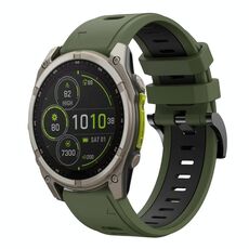 Per Garmin Fenix ​​8 MIP 51mm Sports cinturino in silicone bicolore 26mm (verde militare+nero)