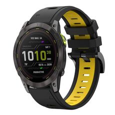 Per Garmin Enduro 3 Sports Cinturino in silicone bicolore da 26 mm (nero + giallo)