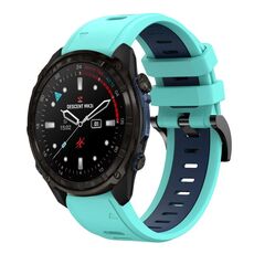 Per Garmin Descent Mk3i 51mm Sports Cinturino in silicone bicolore da 26mm (verde menta+blu notte)