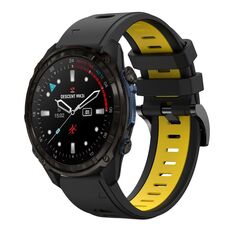 Per Garmin Descent Mk3i 51mm Sports Cinturino in silicone bicolore da 26mm (nero+giallo)