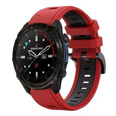 Per Garmin Descent Mk3i 51mm Sports Cinturino in silicone bicolore da 26mm (rosso+nero)