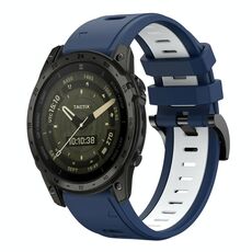 Per Garmin Tactix 7 AMOLED Sports cinturino in silicone bicolore da 26 mm (blu notte + bianco)