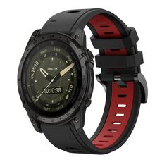 Per Garmin Tactix 7 AMOLED Sports cinturino in silicone bicolore da 26 mm (nero + rosso)
