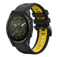 Per Garmin Tactix 7 AMOLED Sports cinturino in silicone bicolore da 26 mm (nero + giallo)