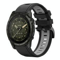Per Garmin Tactix 7 AMOLED Sports cinturino in silicone bicolore da 26 mm (nero + grigio)