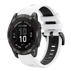 Per Garmin Fenix ​​7X Pro 51mm Sports Cinturino in silicone bicolore da 26mm (bianco+retro)