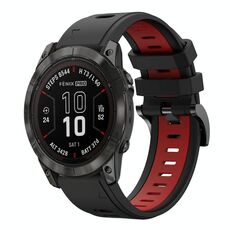 Per Garmin Fenix ​​7X Pro 51mm Sportivo Cinturino in silicone bicolore 26mm (nero+rosso)