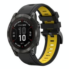 Per Garmin Fenix ​​7X Pro 51mm Sportivo Cinturino in silicone bicolore 26mm (nero+giallo)