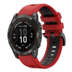 Per Garmin Fenix ​​7X Pro 51mm Sportivo Cinturino in silicone bicolore 26mm (rosso+nero)