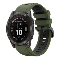 Per Garmin Fenix ​​7X Pro 51mm Sports cinturino in silicone bicolore da 26mm (verde militare+nero)