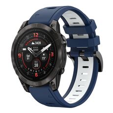 Per Garmin Epix Pro 51mm Sports cinturino in silicone bicolore da 26mm (blu notte+bianco)