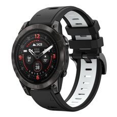 Per Garmin Epix Pro 51mm Sports Cinturino in silicone bicolore da 26mm (nero+bianco)
