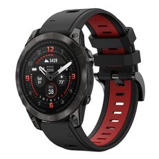 Per Garmin Epix Pro 51mm Sports Cinturino in silicone bicolore da 26mm (nero+rosso)