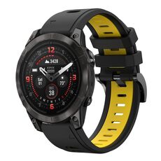 Per Garmin Epix Pro 51mm Sports Cinturino in silicone bicolore da 26mm (nero+giallo)