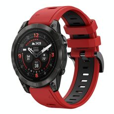 Per Garmin Epix Pro 51mm Sports Cinturino in silicone bicolore da 26mm (rosso+nero)