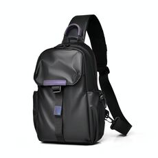 Borsa a tracolla da uomo, borsa da petto, grande capacità, leggera, impermeabile, per ciclismo (nera)